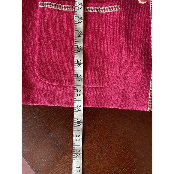 Vintage St John Women's Pink Knit White Trim Zip Jacket - 10 - Picture 3 of 11